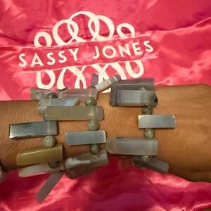 Sassy Jones Taupe and Gray Agate Beaded Stretch Bracelet Set